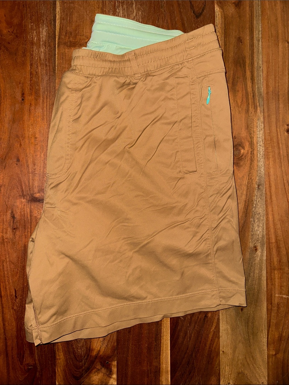 Birddogs Tan Athletic Shorts with Mint Waistband